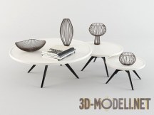 3d-модель Три белых разновеликих столика