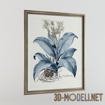 3d-модель Голубой цветок в раме