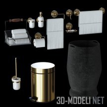 3d-модель Коллекция золотистых аксессуаров в ванну