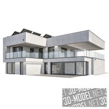 3d-модель Двухэтажный дом  с солнечными панелями