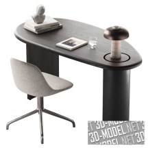 3d-модель Письменный стол Audo Copenhagen с декором и кресло