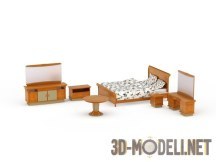 3d-модель Сосновая мебель для спальни