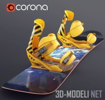 3d-модель Сноуборд с креплениями