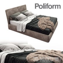 Кровать Laze Poliform, с меховой накидкой