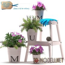 3d-модель Лестница с цветами
