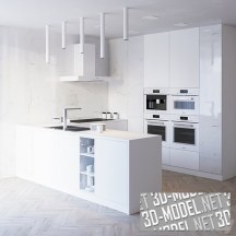 3d-модель Белая островная кухня