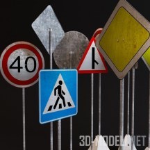 3d-модель Старые дорожные знаки