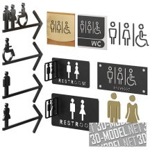 3d-модель Набор знаков-указателей Restroom