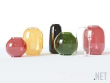 3d-модель Стеклянные вазы, шесть штук