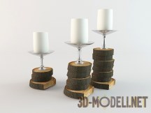 3d-модель Подсвечники из древесных спилов и металла