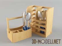 3d-модель Два держателя из дерева для столовых приборов