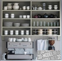 3d-модель Набор с посудой и кофемашиной