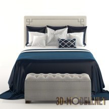 Кровать с подушками и банкеткой