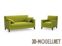 3d-модель Софа и кресло травянисто-зелёного цвета