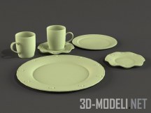 3d-модель Салатовый набор с чашками