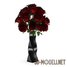 3d-модель Торжественный букет тёмно-бордовых роз