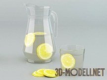 3d-модель Графин и стакан Luminarc с лимонадом