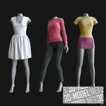 3d-модель Серые манекены с женской одеждой