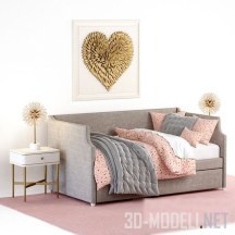 3d-модель Кровать ANNIKA с тумбами и декором