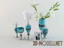 3d-модель Бирюзовый декор с лилиями