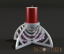 3d-модель Подсвечник с красной свечой