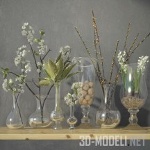 3d-модель Набор ваз с ветками и листьями