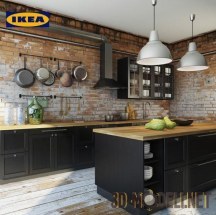 3d-модель Кухня IKEA с островом Laxarby