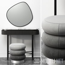 3d-модель Зеркало, пуф и стол Glenn от Kare Design