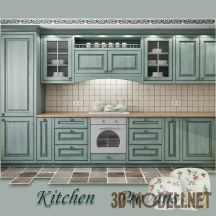 Кухонный гарнитур полынного цвета в стиле прованс