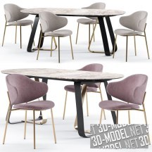 3d-модель Комплект со столом Sunshine и стульями Holly от Calligaris