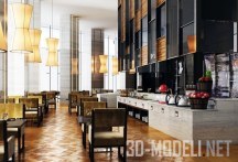 3d-модель Интерьер кафе с высокими потолками