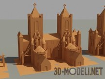 3d-модель Строения крепости low-poly