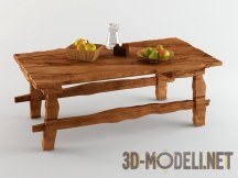 3d-модель Рустикальный обеденный стол и фрукты