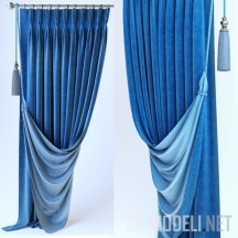3d-модель Голубые шторы с кистями