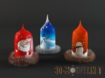 3d-модель Новогодние свечи с рисунком