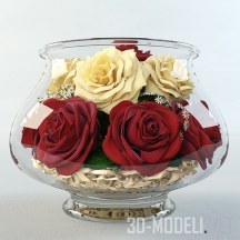 3d-модель Букет роз в аквариуме