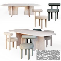 3d-модель Обеденный стол LAME от Davani и стул GROPIUS CS1 от NOOM