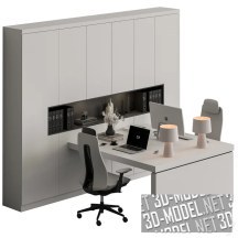 3d-модель Светлая офисная мебель для двоих