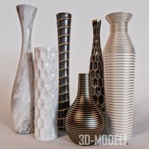 3d-модель Декоративные вазы, рельефные, с золотом
