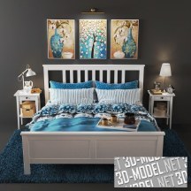 3d-модель Белая спальня HEMES от IKEA с декором и аксессуарами