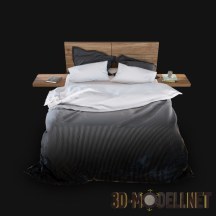 Современная кровать с постельным бельем