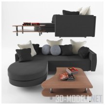 Угловой диван с кофейным столиком