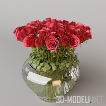 3d-модель Много роз в вазе