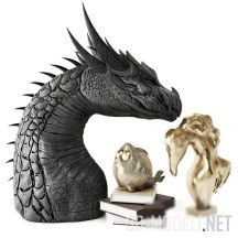 Скульптура дракон и книги