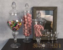 3d-модель Декор стеклянные вазы и драже