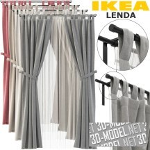 3d-модель Шторы LENDA, карниз REKKA и гардина Lill от IKEA