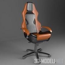 Кресло из оранжевой и черной кожи