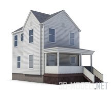3d-модель Двухэтажный деревянный дом с верандой