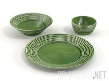 Набор современных зеленых тарелок