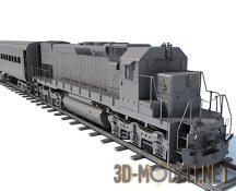 3d-модель Локомотив с вагоном